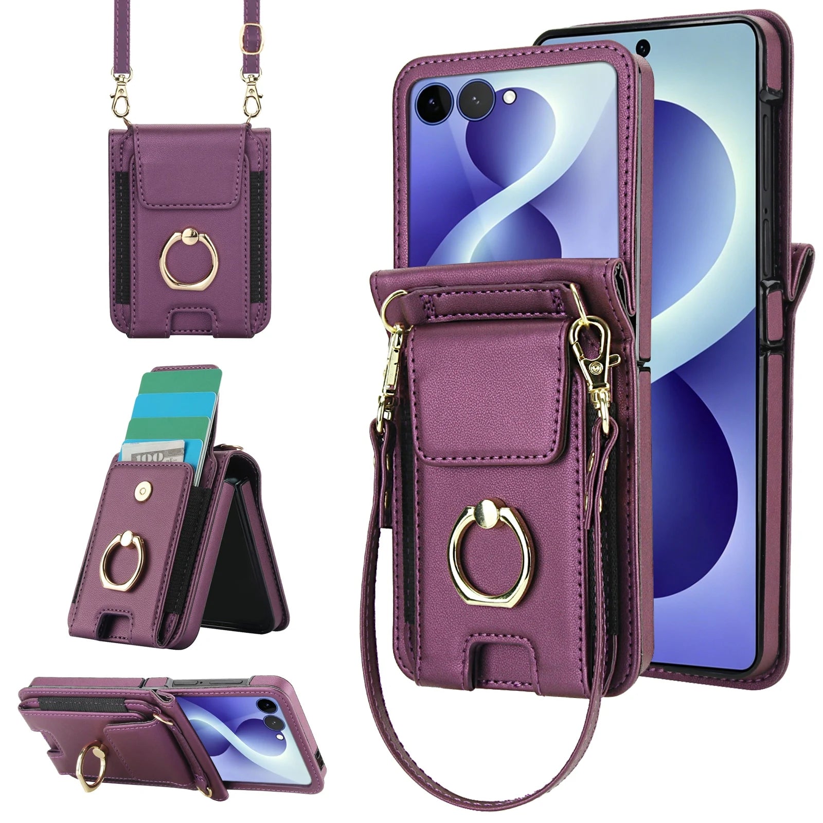Leather Crossbody Wallet Case for Samsung Galaxy Z Flip 8