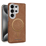 Matte Leather Magnetic Case with Metal Lens Protection for Samsung Galaxy S24 Series