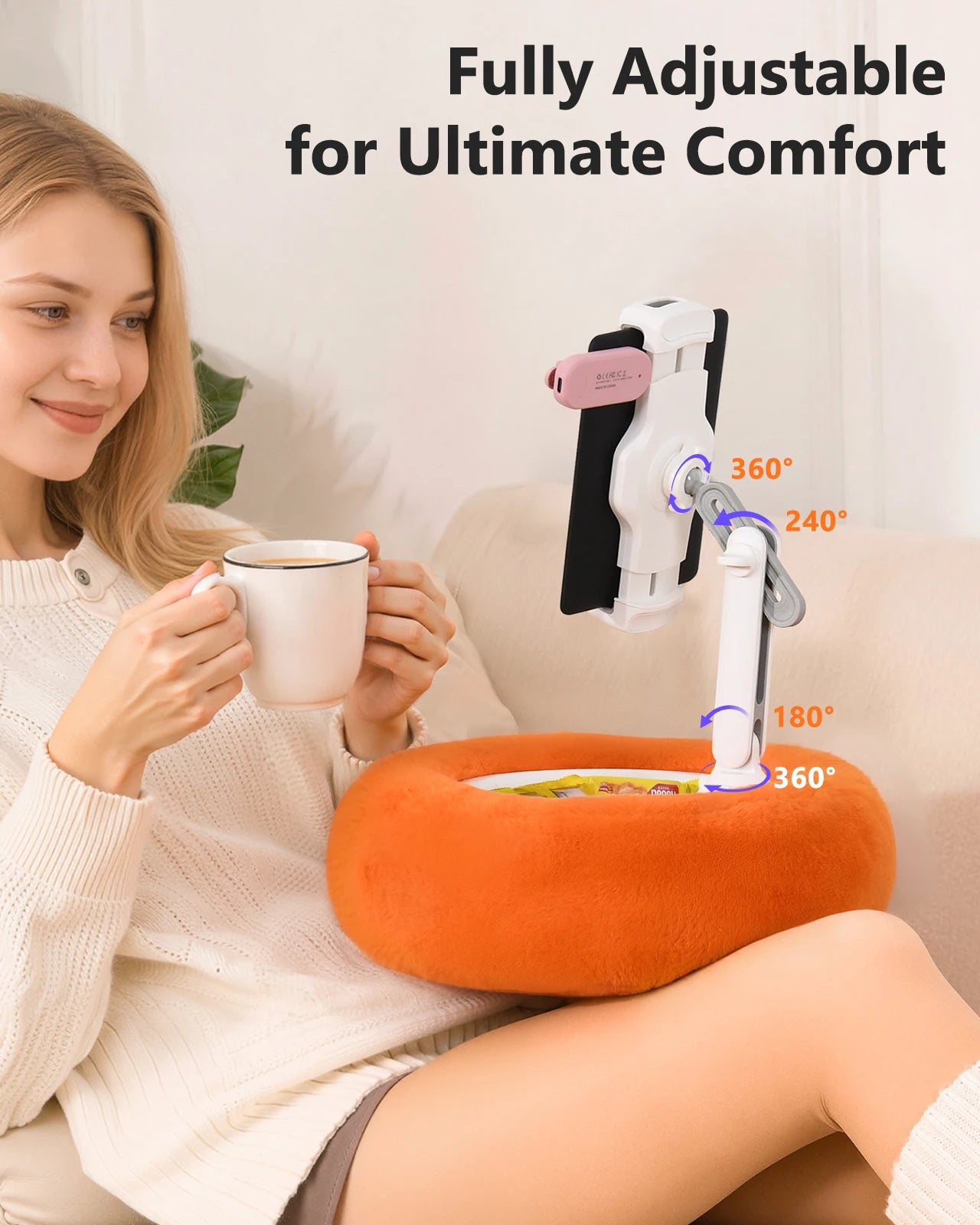 Adjustable Ball-and-Socket Pillow Tablet Stand