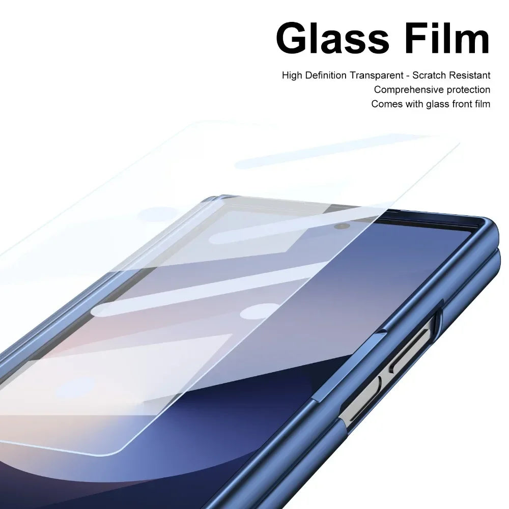 Shockproof Leather Case with Film, Pen Slot and Hinge Protection for Samsung Galaxy Z Fold 6