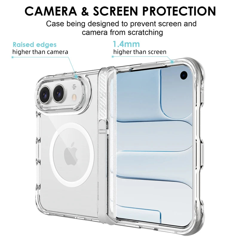 Transparent Kickstand Case with Magnetic Alignment Ring for iPhone Duo