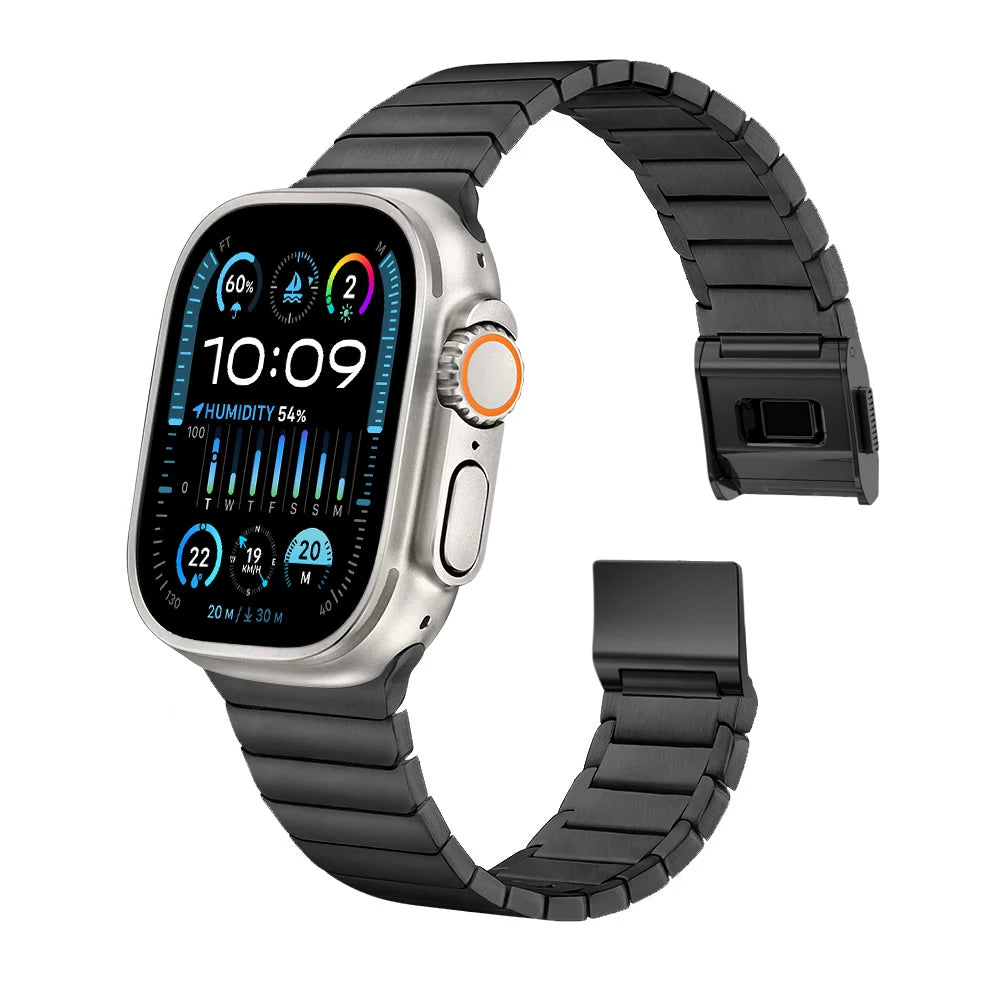 Durable Titanium Metal Band with Magnetic Buckle for Apple Watch