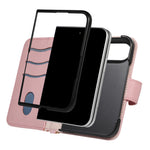 Quilted Leather Crossbody Wallet Case with Detachable Long Strap for iPhone Duo