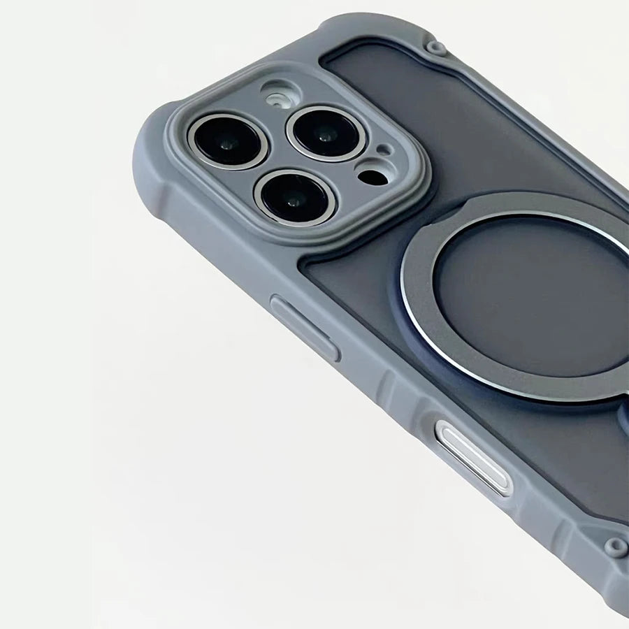 Matte MagSafe Case with 360° Rotating Ring Stand for iPhone 17 Series