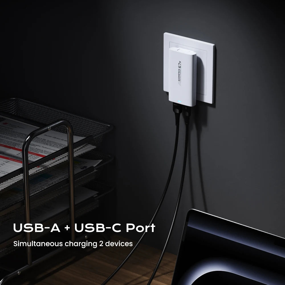 Asometech 67W GaN Foldable Wall Charger