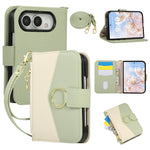 Quilted Leather Crossbody Wallet Case with Detachable Long Strap for iPhone Duo
