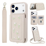 Skin Feel Embroidered Leather Wallet Case for iPhone 17 Series