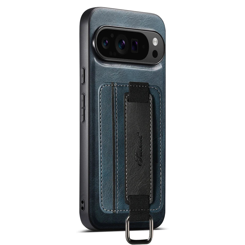 Premium Leather Wallet Case with Wristband and Card Slot for Google Pixel 9 Series