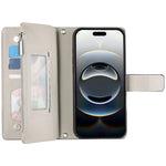 Leather Flip Crossbody Case with Multi-Card Zipper Wallet & Lanyard for iPhone 16 Series