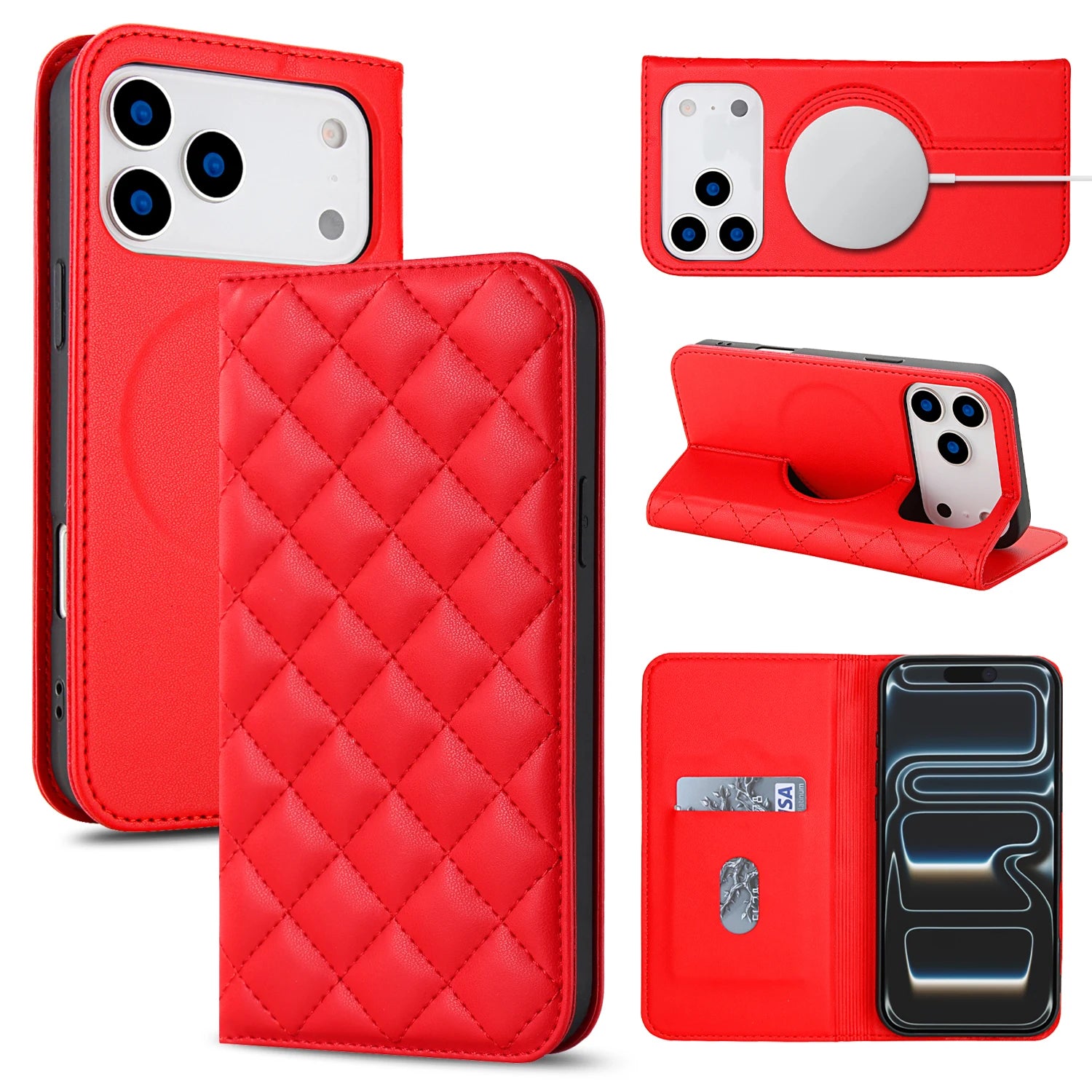 Strong MagSafe Leather Wallet Case with Card Slot for iPhone 17 Series