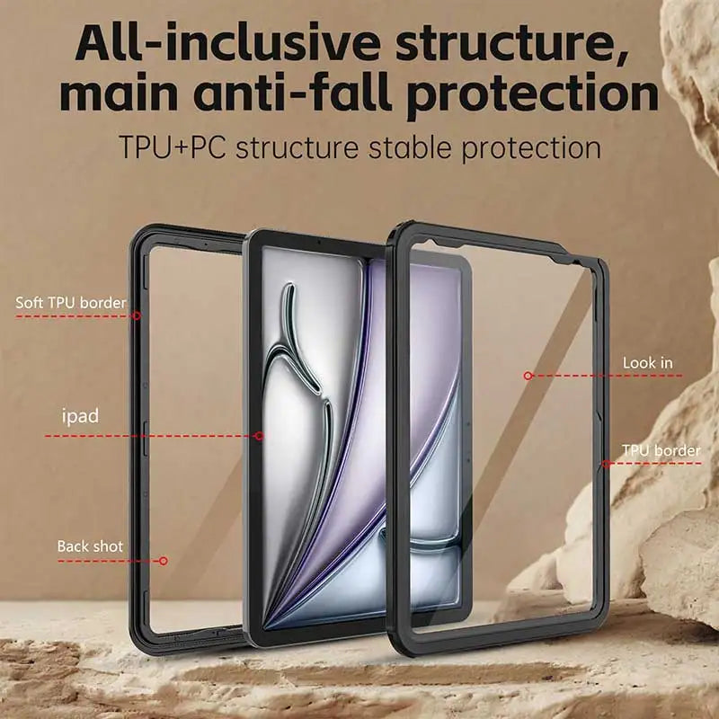 360° All-Inclusive Waterproof Clear Case for iPad Pro M4