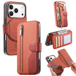 Shockproof Leather Flip Case with Detachable Zipper Wallet for iPhone 17 Series