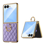 Diamond Grid Leather Magnetic Case with Ring Holder for Samsung Galaxy Z Flip 8