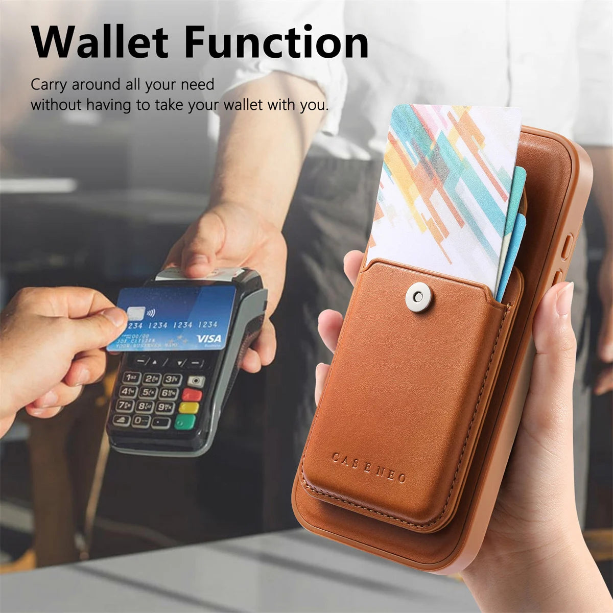 2-in-1 Detachable MagSafe Leather Wallet Case with Card Holder for iPhone 17 Series