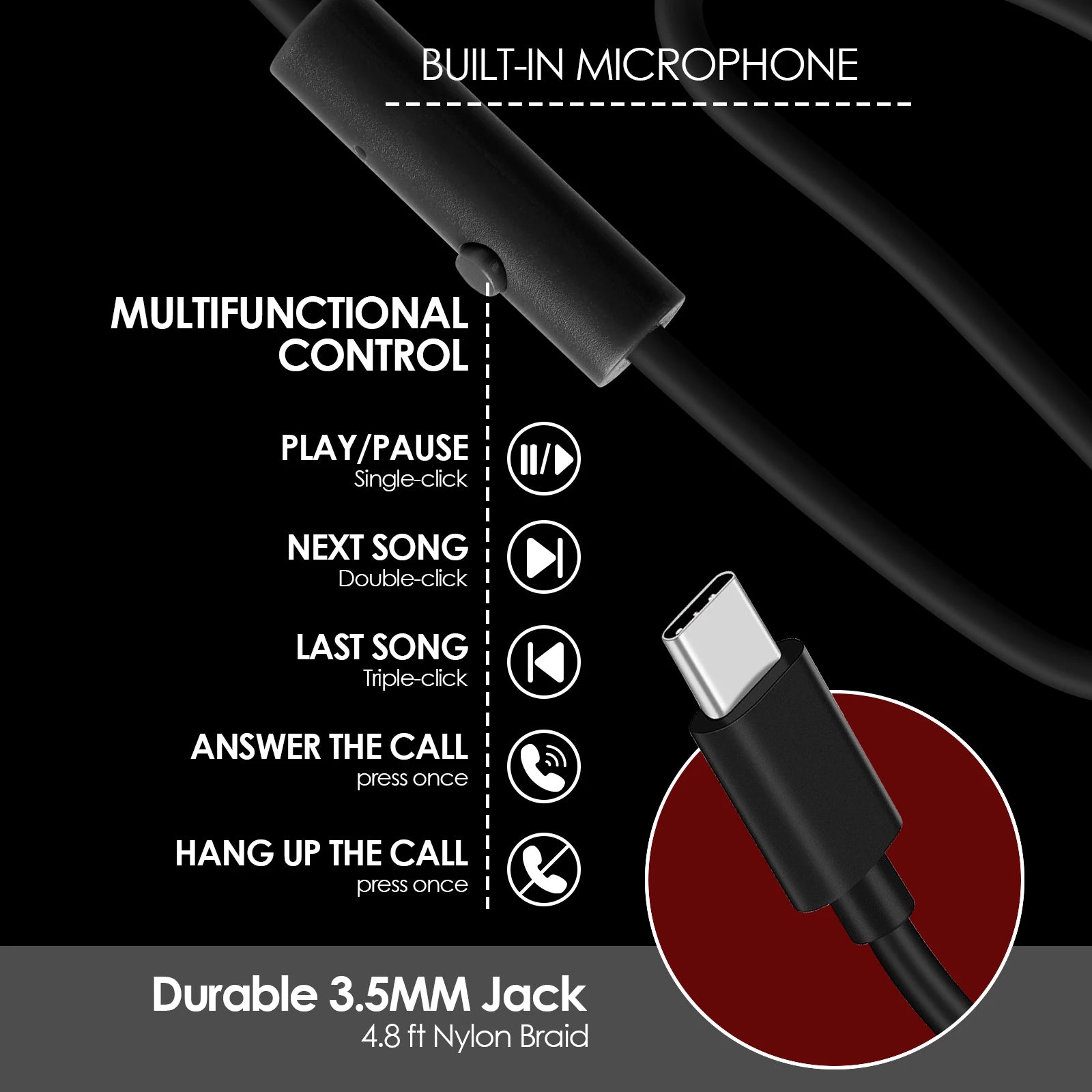 Siindoo 926B-W Wired On-Ear Headphones with Microphone