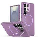 Silicone Magnetic Case with Metal Lens Stand for Samsung Galaxy S24 Series