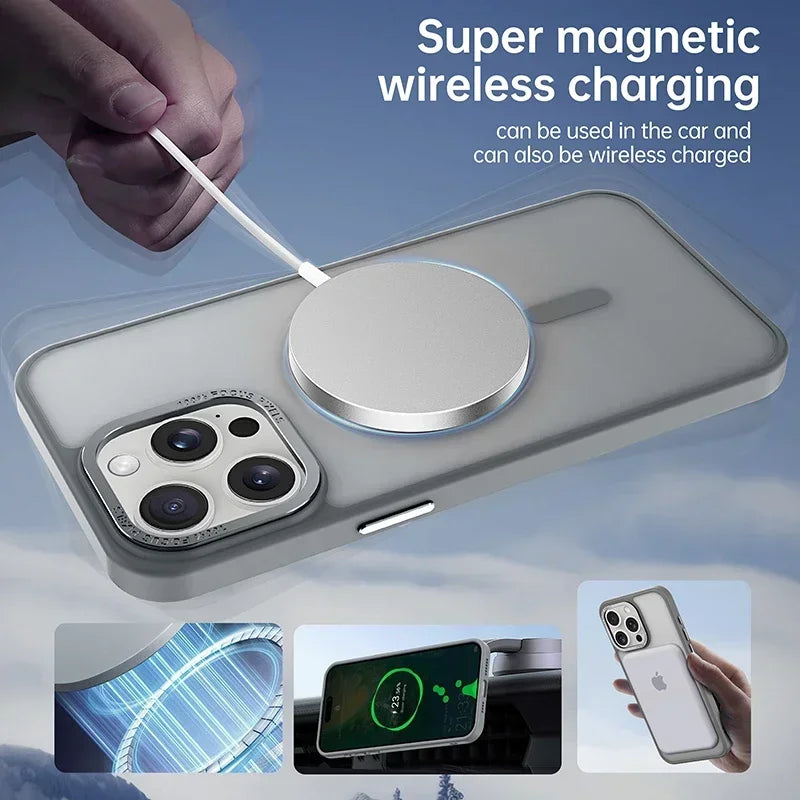 Luxury Matte Transparent MagSafe Case for iPhone 15 Series
