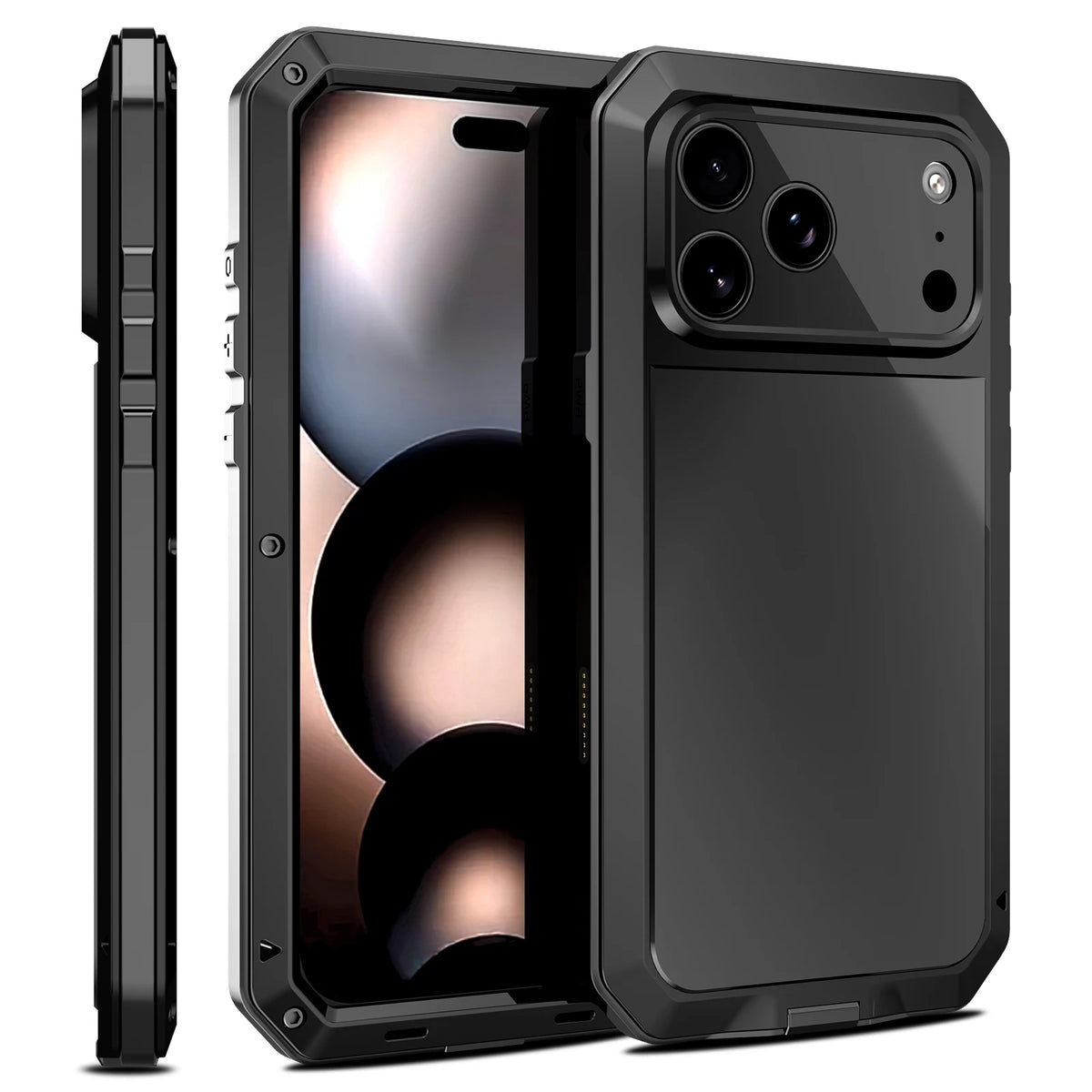 Heavy Duty Metal Case with Built-In Screen Protector for iPhone 18 Series