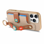 Shockproof Leather Wallet Case with Wrist Strap for iPhone 16 Series