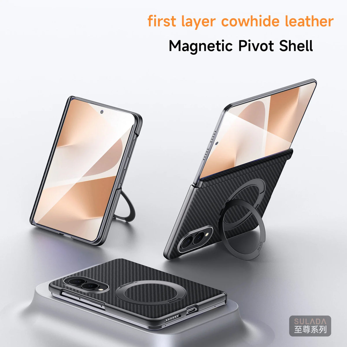 Slim Carbon Fiber Magnetic Case with 360° Rotating Kickstand for Samsung Galaxy Z Fold 8