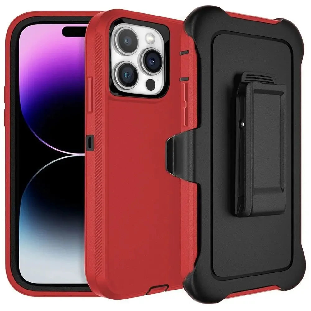Three-Layer Shockproof Case with Belt Clip for iPhone 16 Series