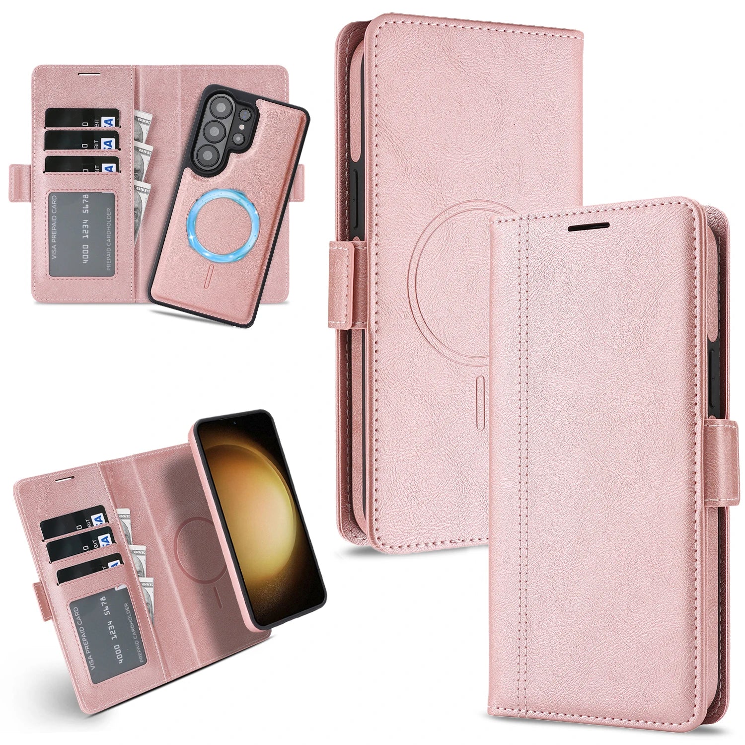 PU Leather Detachable 2-In-1 Flip Wallet Case with Magnetic Alignment Ring for Samsung Galaxy S26 Series