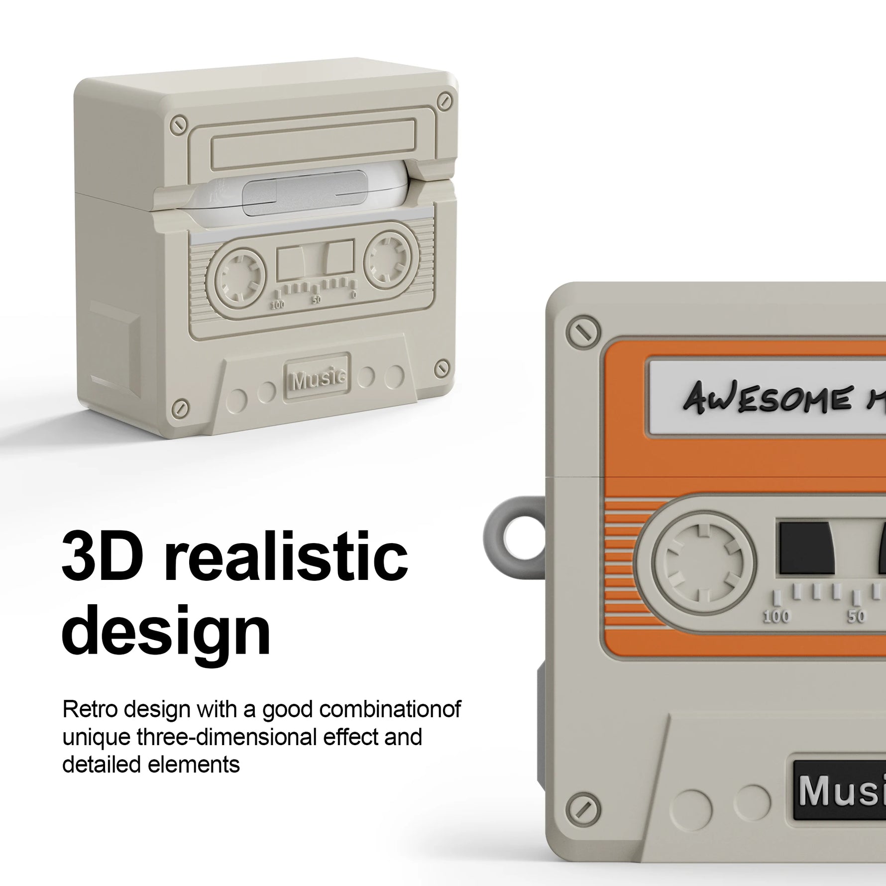 3D Cassette Tape Silicone Case for AirPods 4