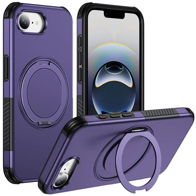 Shockproof Dual-Layer Case with 360° Rotating Ring Stand for iPhone 17e