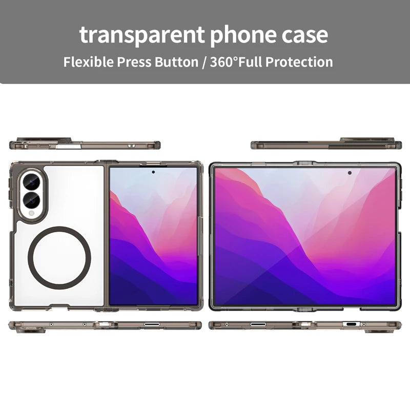 Transparent Anti-Fingerprint Case with Magnetic Ring for Samsung Galaxy Z Fold 8