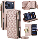 Crossbody Leather Wallet Case with Zipper and Card Slots for iPhone 17 Series