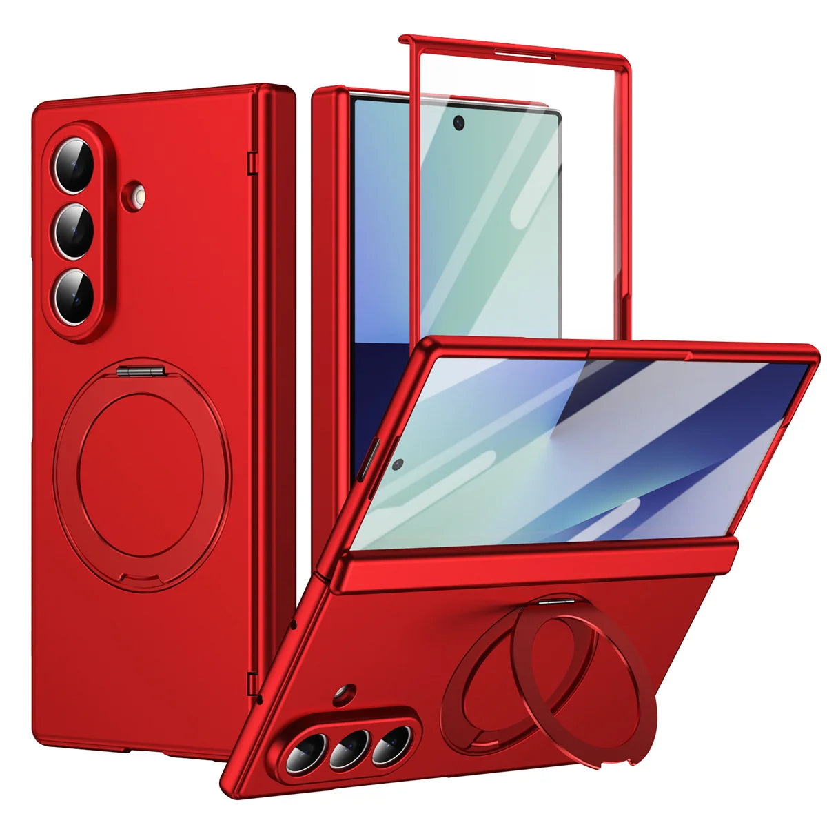 Samsung Galaxy Z Fold 6 Protective Case with 360 Degree Rotating Ring Holder