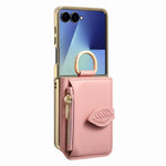 Samsung Z Flip 7 Shockproof Leather Case with Card Slots and Mirror