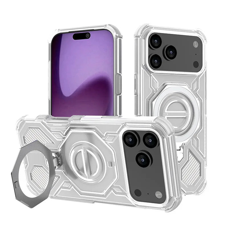 Shockproof Magnetic Case for iPhone 17 Series with 360° Rotating Ring Holder