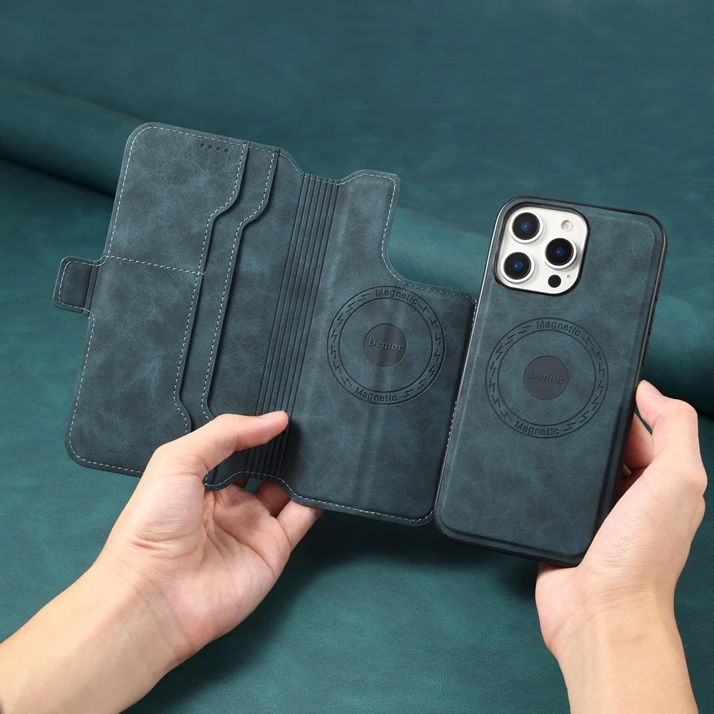 2-in-1 Magnetic Leather Flip Wallet Case for iPhone 15 Series