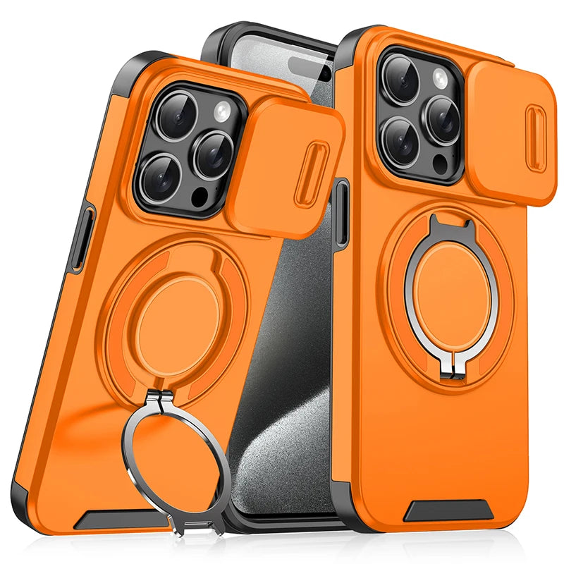 iPhone 15 Series TPU + PC Bumper Case with 360° Rotating Hidden Metal Ring