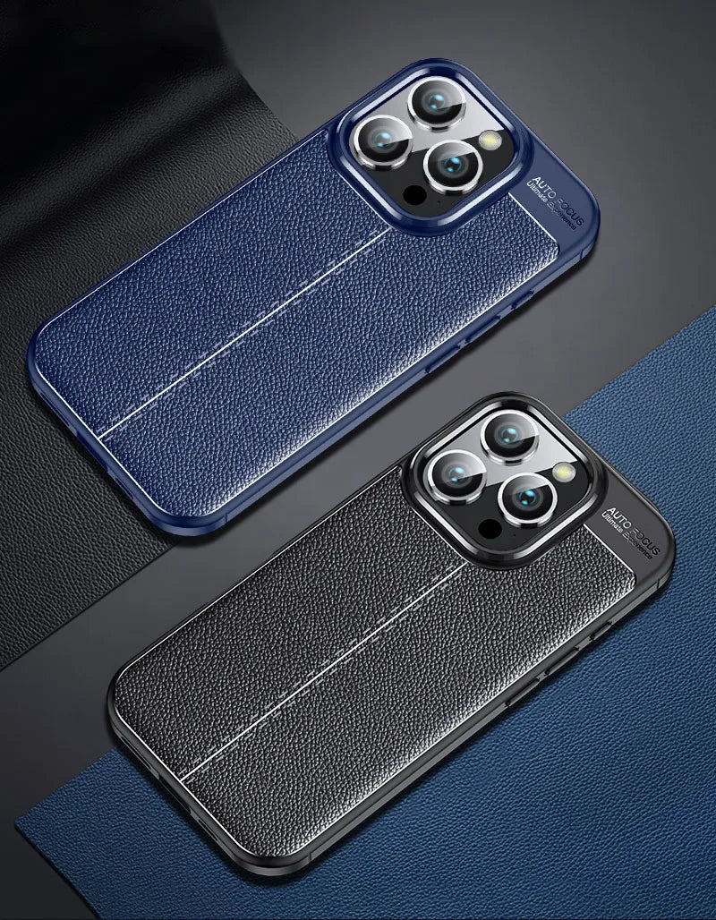 Shockproof Luxury PU Leather & TPU Case for iPhone 16 Series