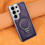 Premium Leather Magnetic Case with Ring Kickstand for Samsung Galaxy S26 Series