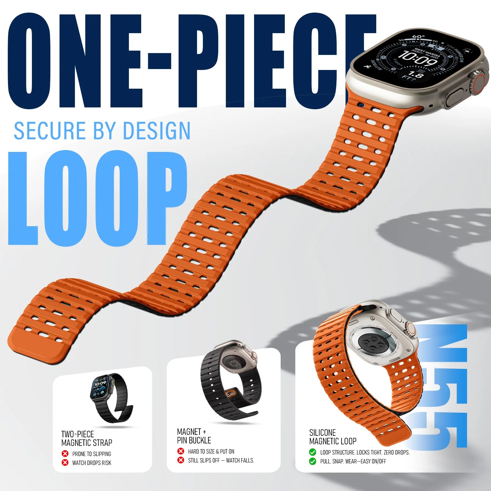 Lightweight Breathable Silicone Strap for Apple Watch