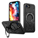 iPhone 16e Magnetic Hard PC + Soft TPU Case & Rotatable Ring Stand