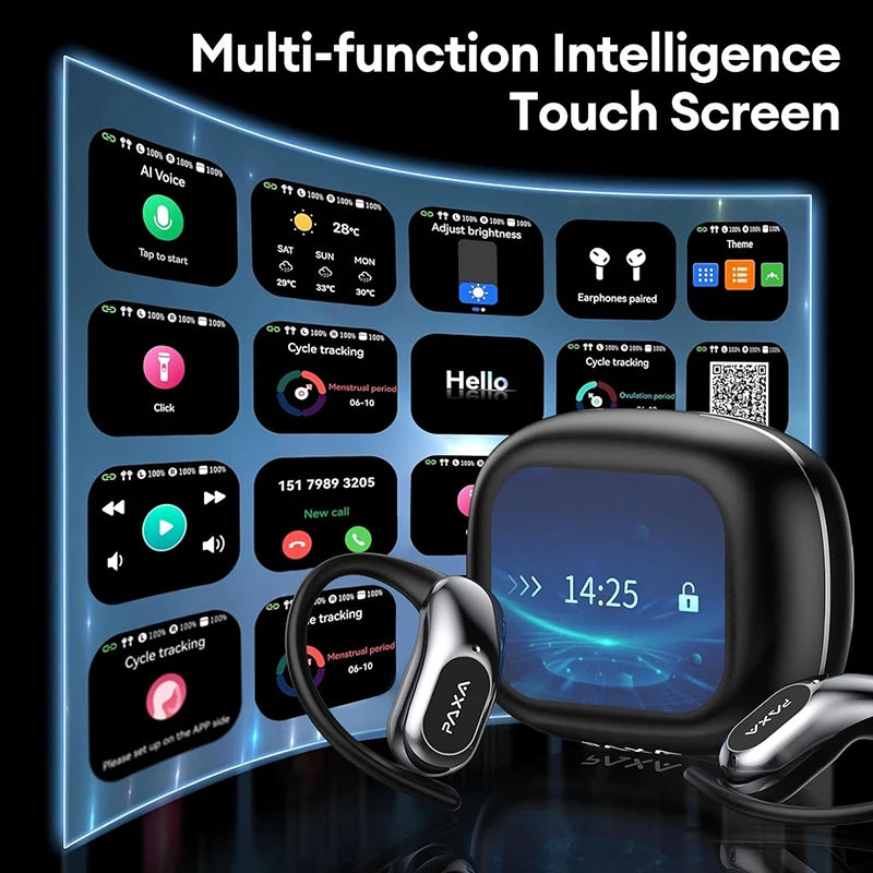PAXA OpenAirUltra 3-in-1 AI Translation Earbuds with Color Touch Screen