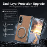 Premium Lychee Pattern Magnetic Leather Case with Ring Holder for Samsung Galaxy Z Fold 8