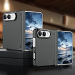 Textured Fabric Hinge Protection Case with Central Axis Reinforcement for iPhone Duo