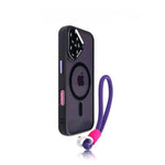 Luxury Metal Lens MagSafe Case with Hand Strap for iPhone 16 Series