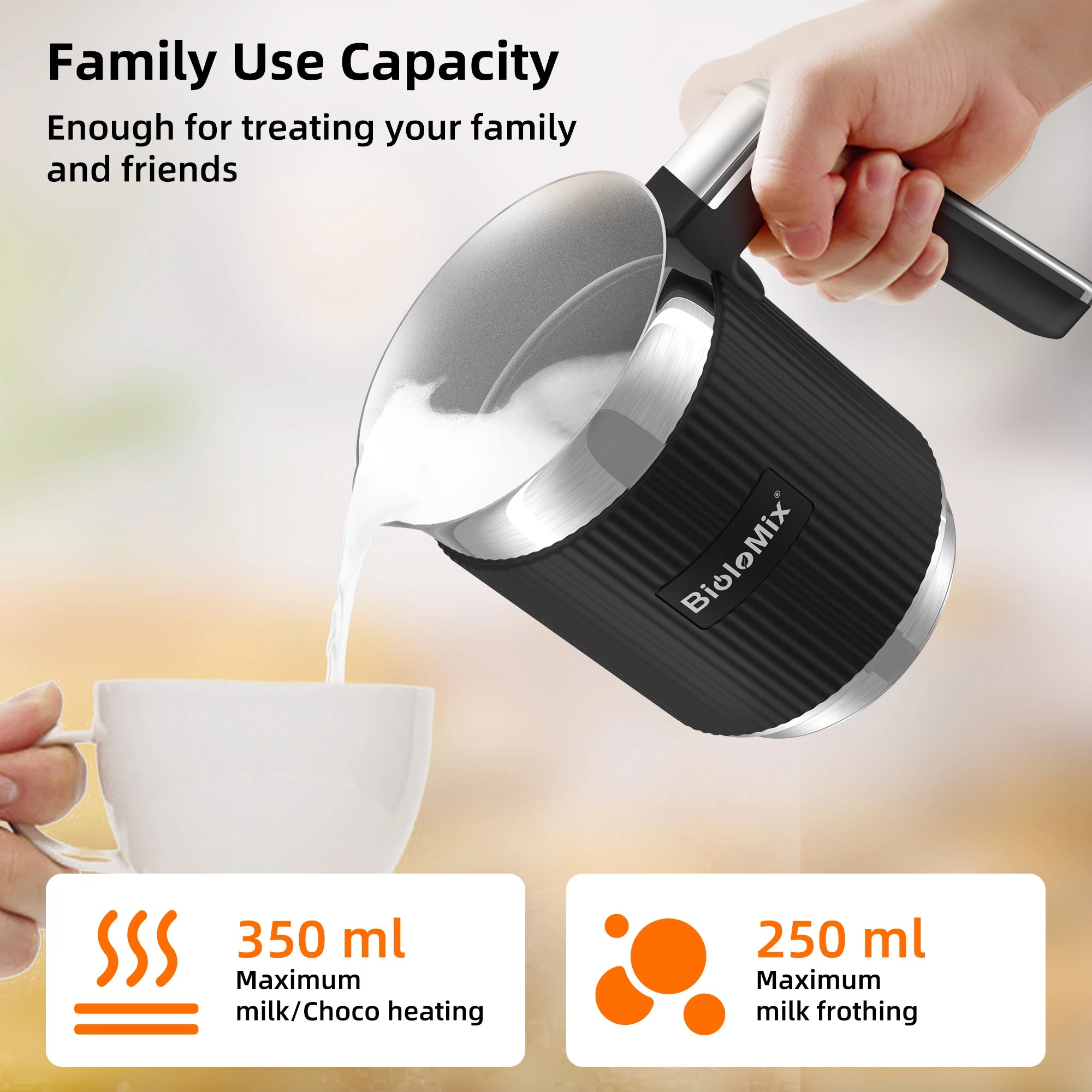 BioloMix 5-in-1 Automatic Milk Frother and Hot Chocolate Maker