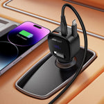 ACEFAST B17 95W Car Charger with Retractable USB-C Cable and LED Digital Display