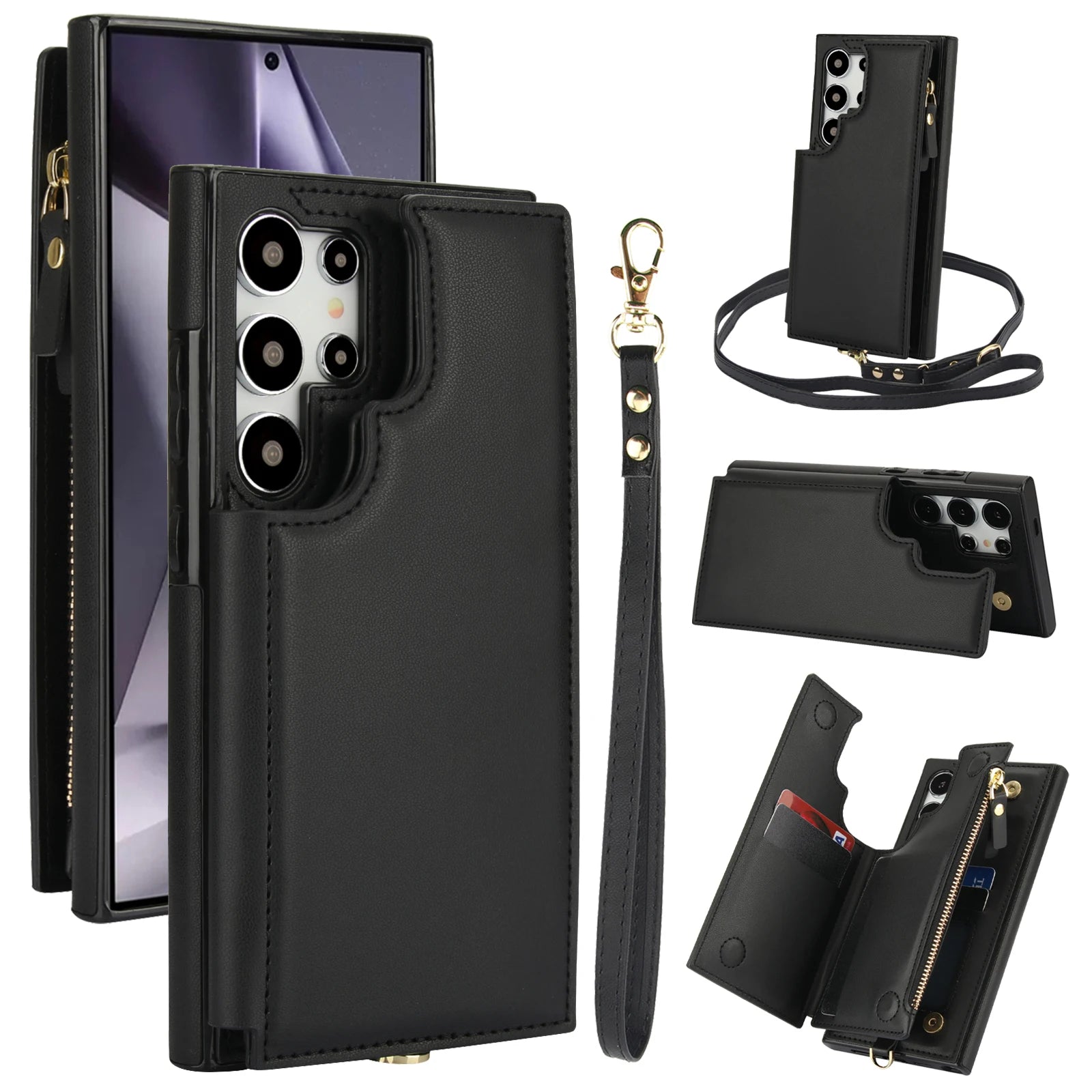 Crossbody Leather Flip Wallet Case for Samsung Galaxy S25 Series