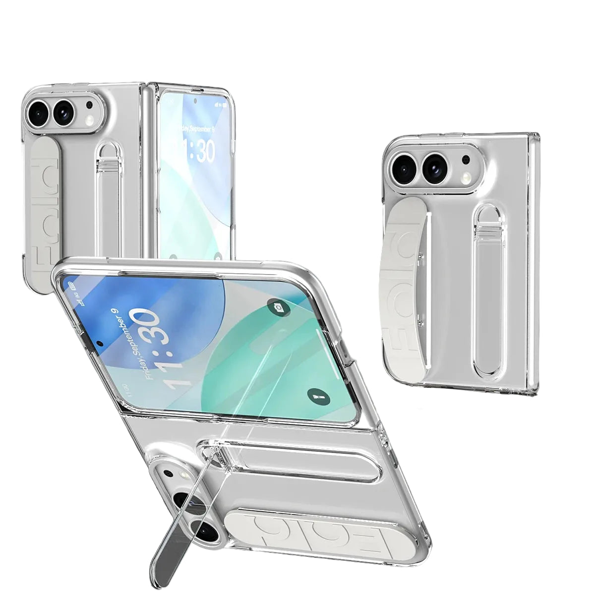 Soft-Touch Silicone Kickstand Case with Integrated Finger Ring Strap for iPhone Duo