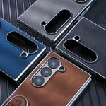 Seismic PC Shell Leather Textured Plating Case with Fingertip Holder for Samsung Galaxy Z Fold 6
