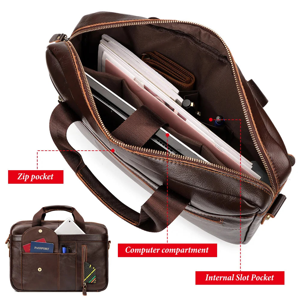 Handmade Top Layer Leather Briefcase for Men
