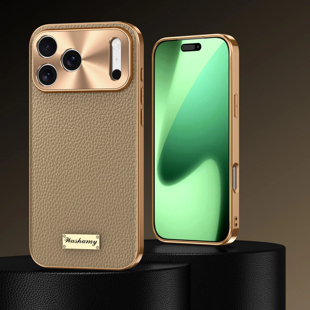 Executive Electroplated Leather Phone Case for iPhone 17 Series